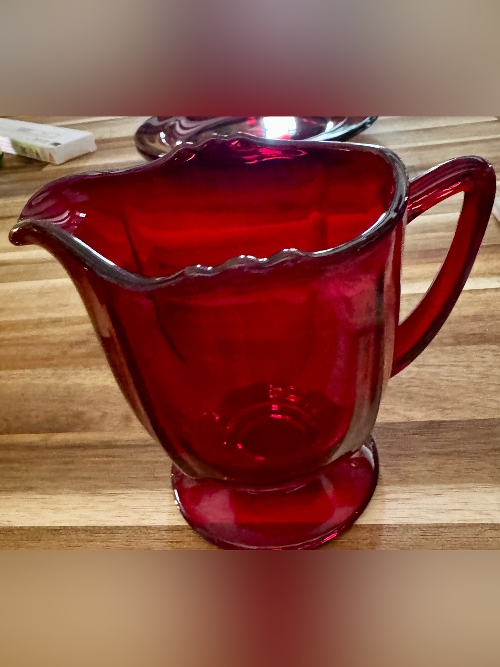 ♥️New Martinsville♥️ “Newport” Ruby Red Glass Creamer - Depression Era